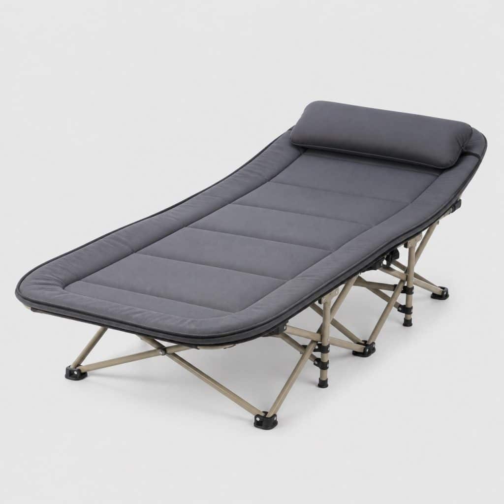 Lit de camping pliable de 190 cm avec coussin et oreiller