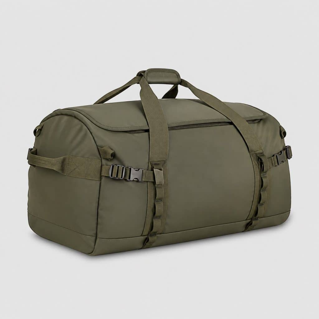 Sac de voyage technique kaki avec sangles de compression