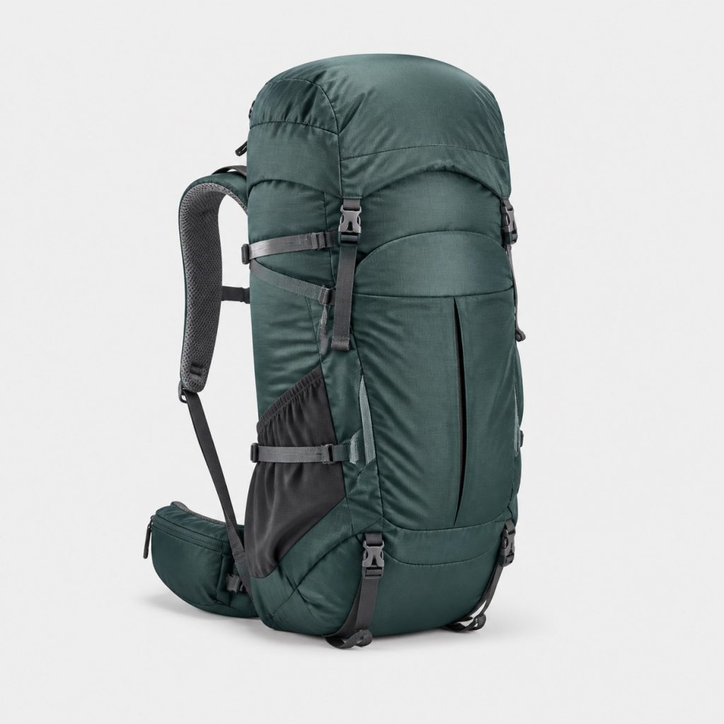 Sac à dos de randonnée 50 litres posé sur fond clair