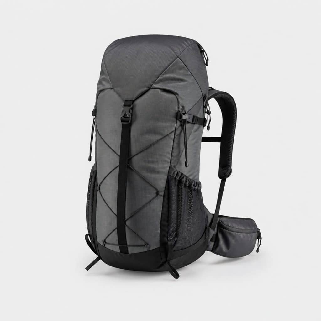 Sac à dos de randonnée ultra léger 50 litres sur fond clair