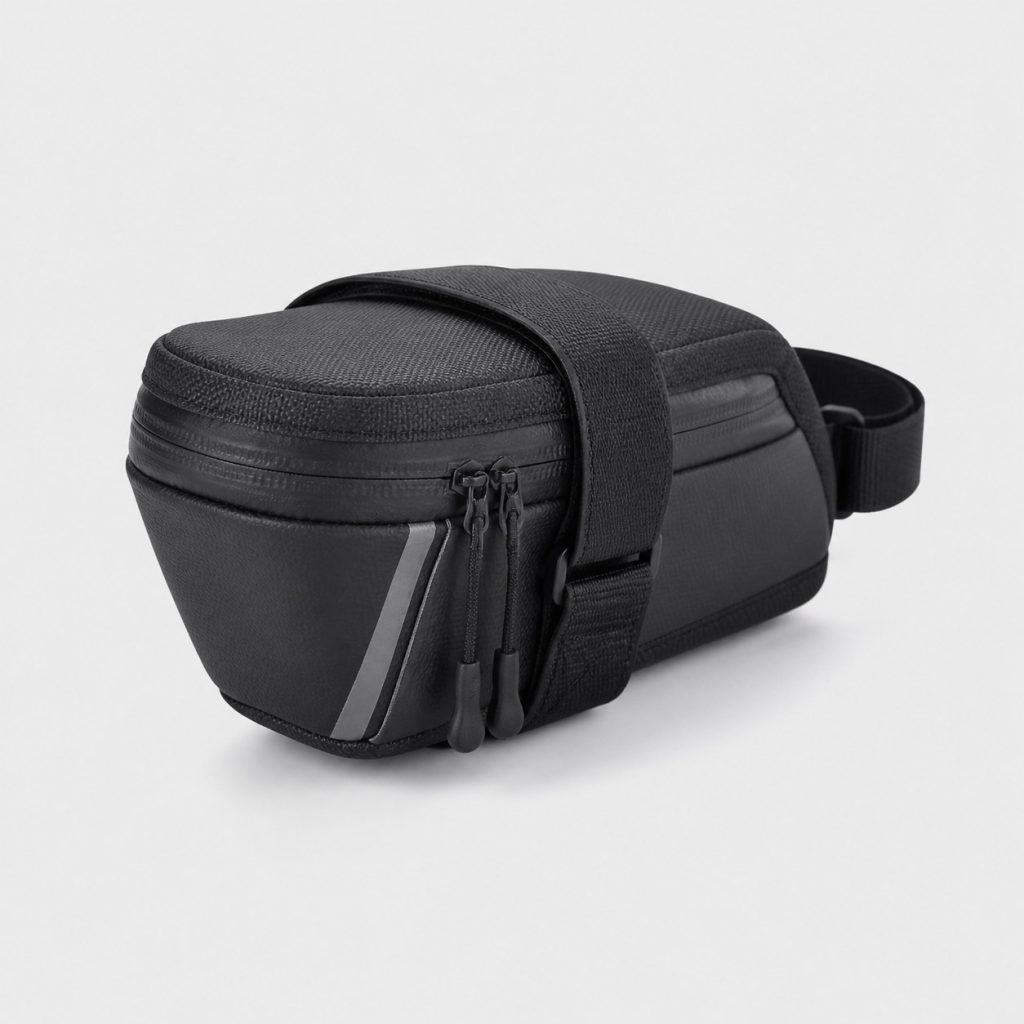 Petite sacoche compacte de vélo de route sur fond clair