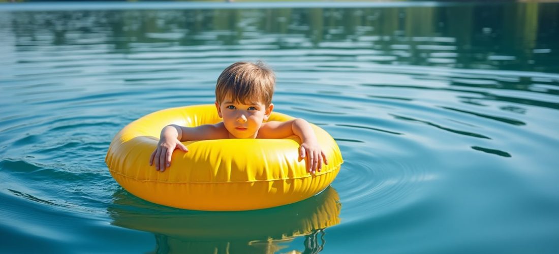 apprenez à repérer facilement un enfant dans l'eau en utilisant la couleur distinctive de sa bouée pour assurer sa sécurité lors des baignades.